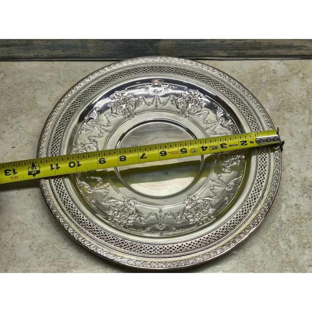 🍽️✨ Vintage Pierced Silverplate Serving Tray |‎ Ornate Floral Rim ✨🍽️